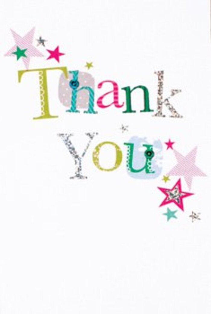 With its thoughtful arrangement and airy design, this thank you card exudes a graceful, understated exuberance, a fitting match for Archway's unique blend of modernity and tradition. Each hand-drawn letter stands out, alive with unique moods-from playful spots and flowing, stitched curves to hints of gleaming silver-all rendered in a palette of bright green, lively fuchsia, and cool blue. Clustering nearby, stars twinkle in vibrant magenta, turquoise, and shimmering silver, granting the words an added spark of celebratory charm. The crisp white background creates a sense of space and ease, reminiscent of the relaxed mornings in Navigator Square or along Holloway Road. Refreshingly balanced between sophistication and friendliness, this card feels universal yet uniquely tied to the local heartbeat. When paired with a bouquet from Archway Flowers, the message becomes more than words-it's an embrace of the moments and people that make everyday gratitude meaningful in Archway.